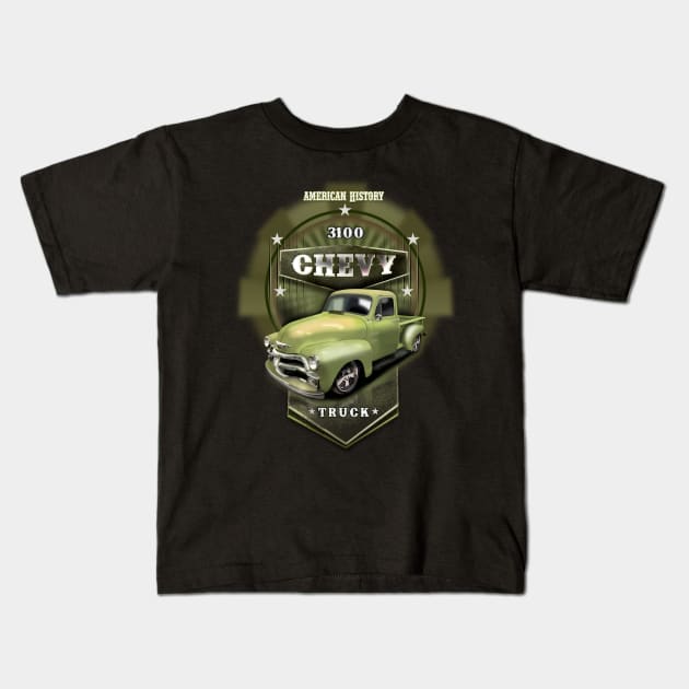 Chevy 3100 Truck Kids T-Shirt by hardtbonez